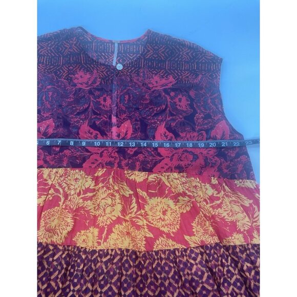 Free People Gotta Have You Tunic S Oversized Patchwork Top Red Boho Peasant - Picture 6 of 6